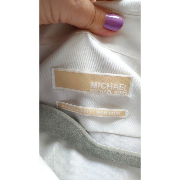 Michael Kors Non Iron Men's White Button Up Shirt 18,5 - Picture 3 of 5